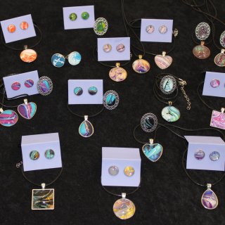 Acrylic Pouring, Ohrringe und Anhänger